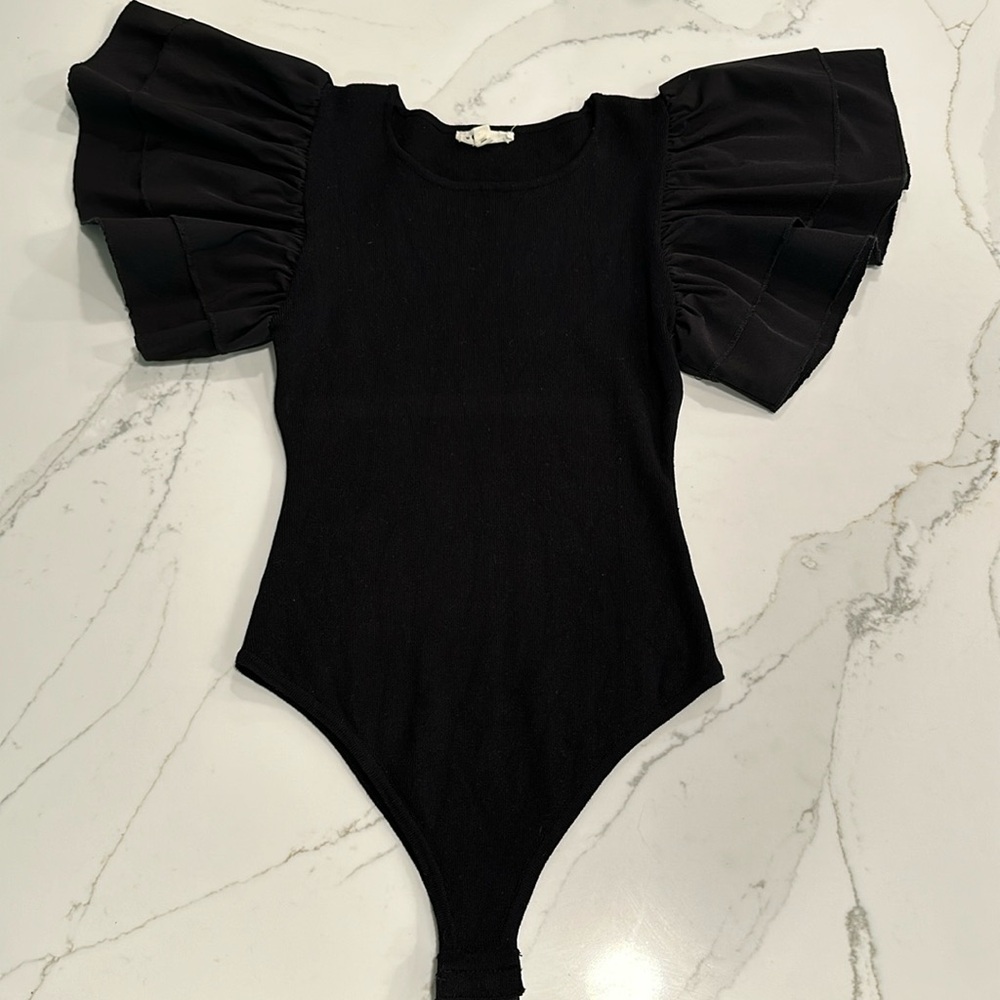 ee:some black flutter sleeve bodysuit size S